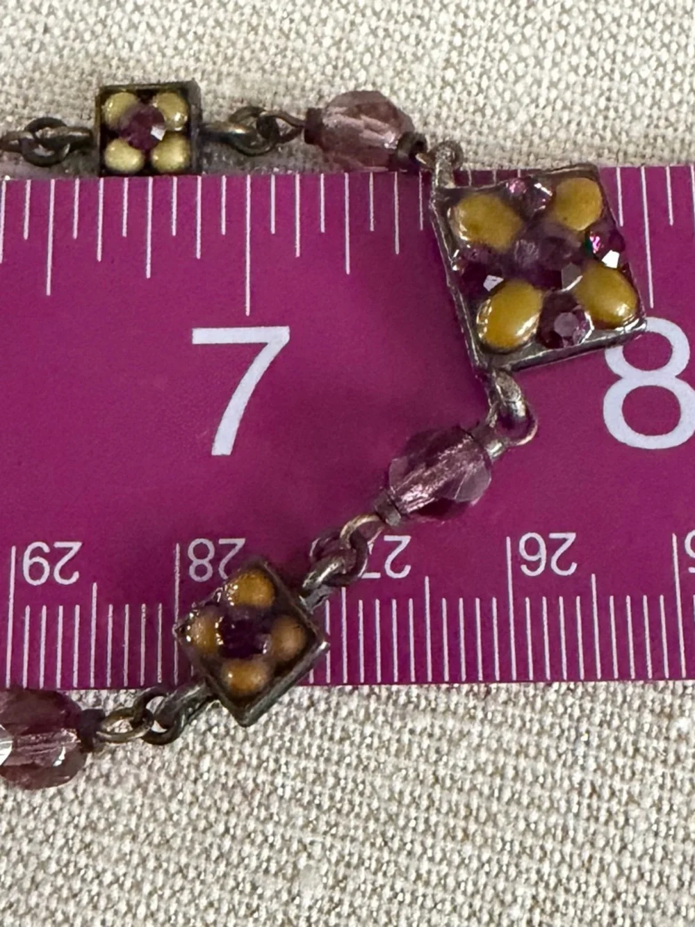 Purple and Gold Square Pendant Necklace